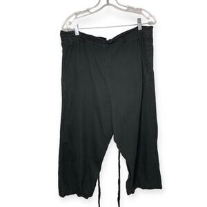 Roucha black cotton tie waist petite wide leg pants women’s size small
